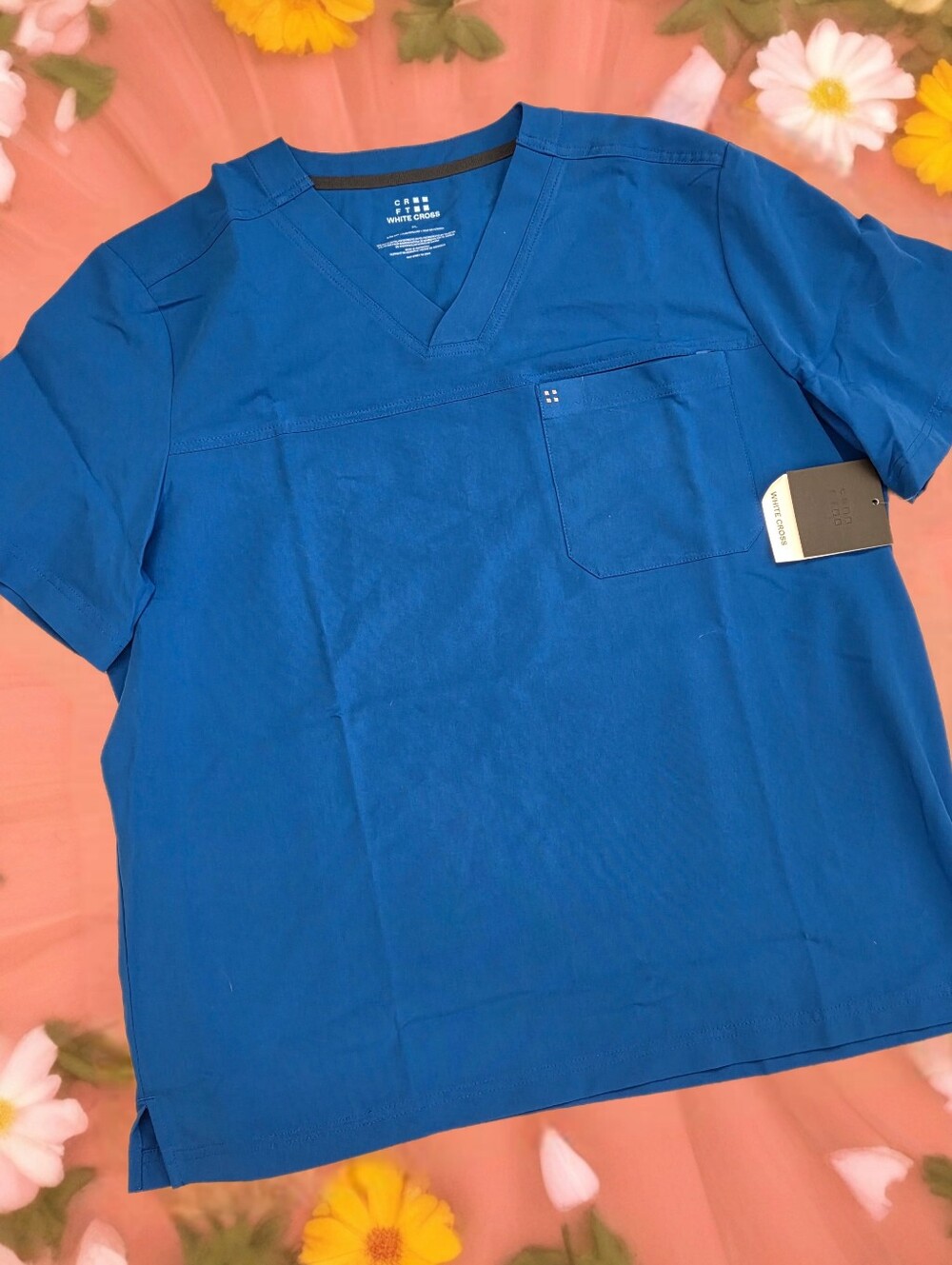 CRFT White Cross medical Scrub Top Adult XL
